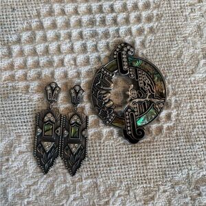 Silver and Green Jewelry Set